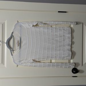 Cream Ann Taylor Long Sleeve Shirt with Knit Stripes